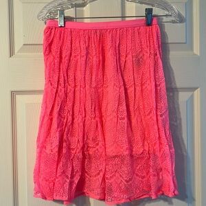 Forever 21 Neon Coral Lace Boho Skirt Small